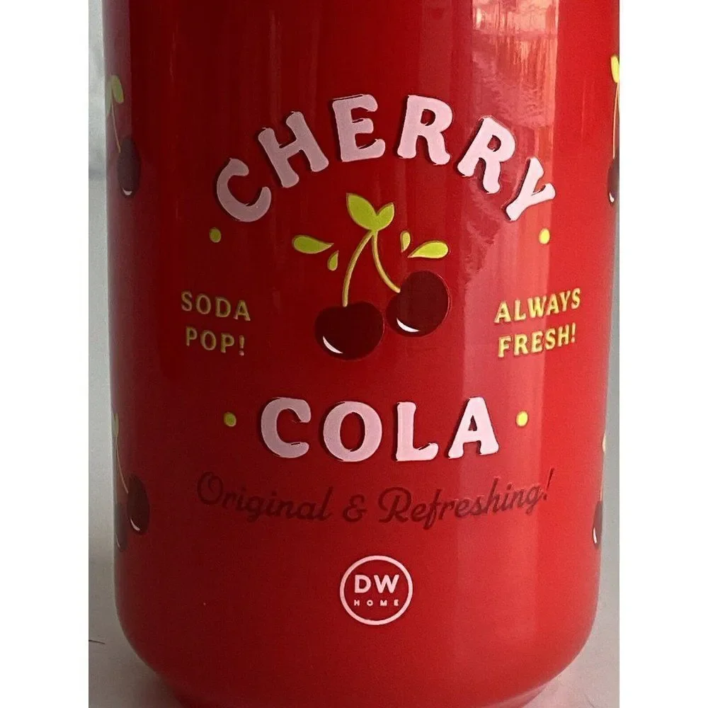 DW Home Cherry Cola Soda Pop‎ Glass Candle 15oz 33 HR Single Wick Rubber Lid NEW